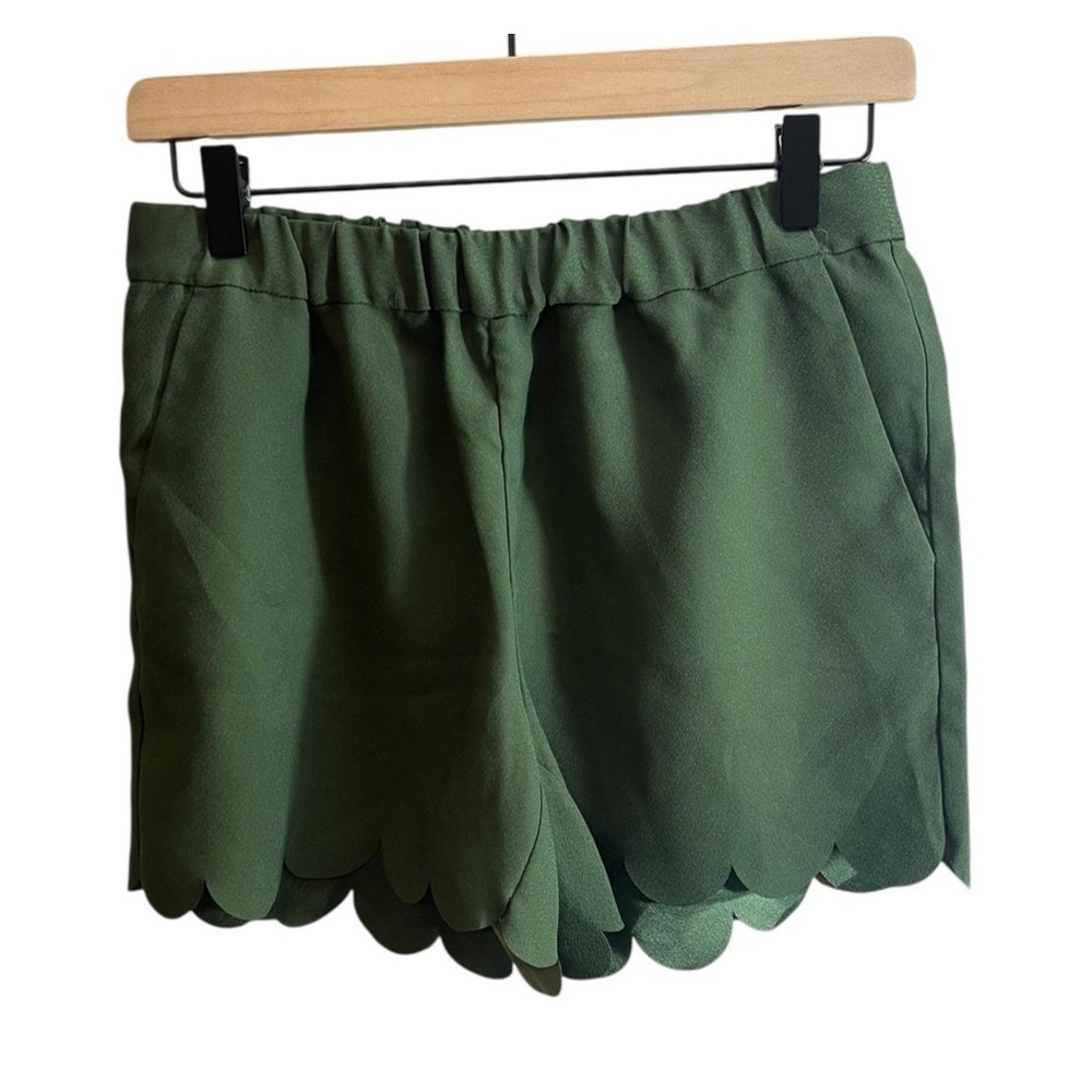 Madewell Shorts‎ Womens Small Green Scallop Hem Pull On Elastic Waist F4228
